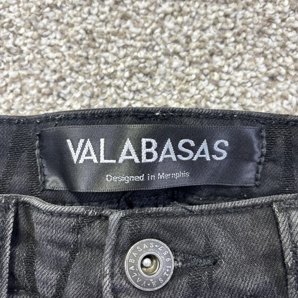 Valabasas Jeans Mens 29x34 Black Dark Wash Skinny Fit Logo Denim Distressed - Picture 4 of 12